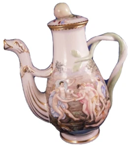 Antique 19thC Doccia Richard Ginori Porcelain Coffee Pot & Lid Porzellan Kanne - Picture 1 of 11