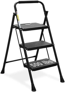 Hbtower 3 Stufen Leiter, klappbarer Tritthocker mit breitem Anti-Rutsch-Pedal, 500 Pfund Stur - Bild 1 von 12