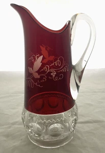 EAPG Kings Crown Ruby Thumprint Water pitcher Approximately 11 1/2” - Picture 1 of 13