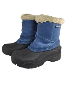 Northside ThermoLite Thin Insulation 9 Denim Blue Black Suede Zip Ankle Boots - Picture 1 of 11