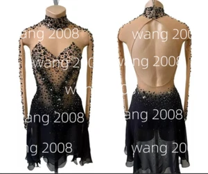 Ice Figure Skating Competition Dress Girls'  Baton Twirling Costume black dyeing - Picture 1 of 7