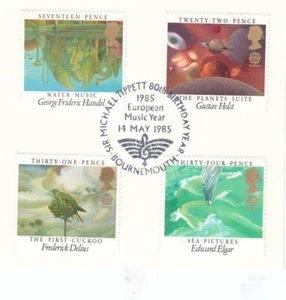 Music Composers Used Sir Michael Tippett Bournemouth 1985 ON PIECE (146215) - Picture 1 of 1