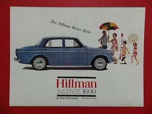 Coche antiguo PROSPECTO TURISMOS Hillman Minx 1600 Inglaterra año 1967 RARO (9492 - Imagen 1 de 3