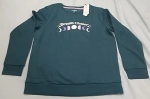 Cat & Jack Sweatshirt Girls XXL (18) Dream Chaser Green Long Sleeve Shirt - Picture 1 of 7