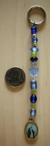 Virgin Mary Our Lady Of Grace Beaded Religious Keychain Key Ring #30636 - Picture 1 of 4