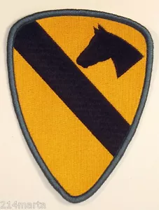 US Army First 1st Cavalry Division patch a colori distintivo distintivo cappuccio, Texas - Foto 1 di 1