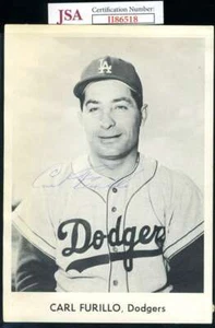Carl Furillo JSA Coa Hand Signed Dodgers 5x7 Team Issue Photo Autograph - Picture 1 of 2