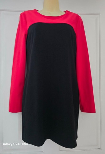 NUOVO abito in guaina elasticizzata Michael Kors donna taglia 6 rosso e nero a maniche lunghe $99 50