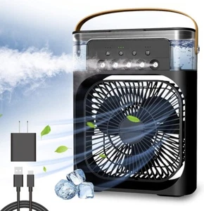 Portable Air Conditioner Fan, Mini Evaporative Air Cooler 7 Colors LED Light - Picture 1 of 8