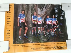 Vintage Original TEAM RITCHEY Bicycle Poster 1990 - Foto 1 di 4
