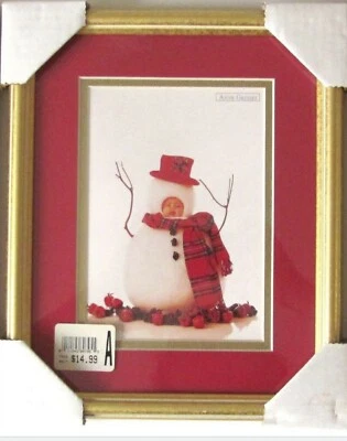 ANNE GEDDES Baby Framed Christmas Print Baby Snowman 9x11 NEW 1997 - Image 1 of 2