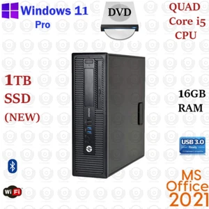 Windows 11 HP i5 3.2 ghz 16GB RAM 1TB SSD WiFi Desktop Computer PC Office21 - Picture 1 of 4