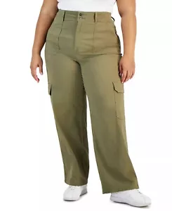 Celebrity Pink CRUSHED OREGANO Women's Plus Size Straight-Leg Cargo Pants, US 24 - Picture 1 of 1