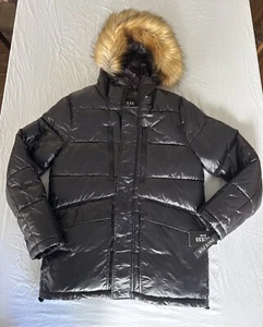 GUESS Hooded Puffer Jacket Insulated Coat Removable Faux Fur - Men's Size S - Picture 1 of 15