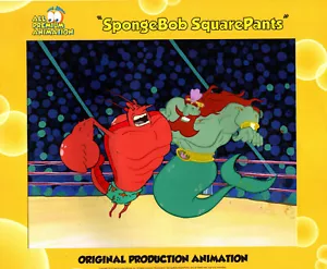 NETTUNO + LARRY Prod CELS! Spongebob TINY CHIPS #10608 "SPATOLA DI NETTUNO" - Foto 1 di 4