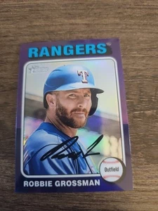 2024 Topps Heritage Robbie Grossman #142 Hot Box Purple Chrome Rangers - Picture 1 of 2