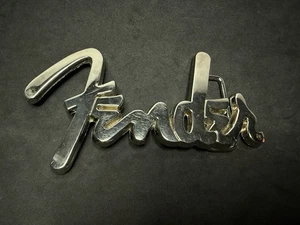 Electric Fender Guitar Cutout Lettering Silver Color Musician Belt Buckle - Picture 1 of 9
