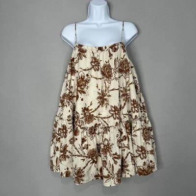 Vestido Abercrombie & Fitch Mujer Pequeño Grande Beige Floral En Niveles Babydoll Boho Foto 1 de 4