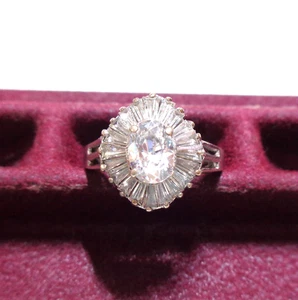 Sterling 925 Stamped, Vintage, Clear Stone/Baguettes Women’s Ring, Size 7. - Picture 1 of 5