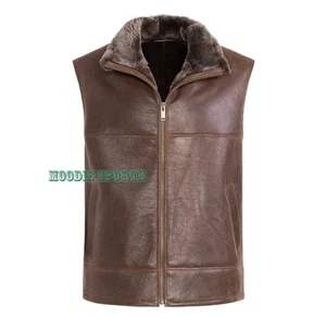 Herren Weste braun echtes Lammfell Shearling Echtlederweste - Bild 1 von 3