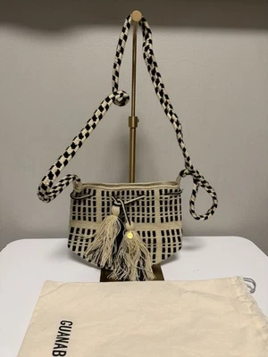 Bandolera GUANABANA M Joao - negra y beige hecha a mano G12W-0001-2455 Foto 1 de 4