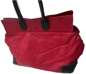 BRAND NEW LAURA DI MAGGIO HANDBAG GENUINE LEATHER RED BLACK PURSE SHOULDER BAG - Picture 1 of 6