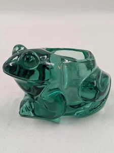 Vintage Green Frog Votive Candle Holder by Indiana Glass with label - Picture 1 of 6