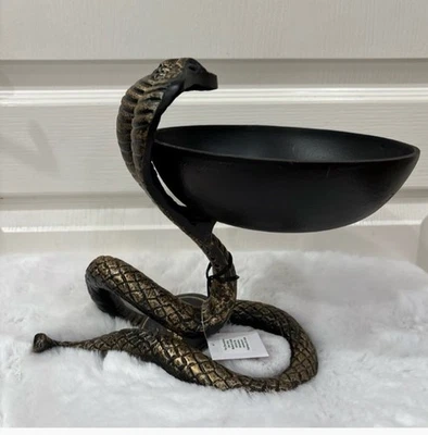King Cobra Serpiente METAL Snack Bowl Acabado Latón Negro 10 pulgadas Caramelos Folletos NUEVO Foto 1 de 4
