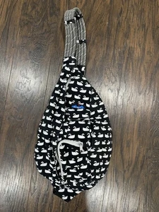 Kavu Swan schwarz weiß Seil Sling Umhängetasche Schule Wander Rucksack verstellbar - Bild 1 von 11