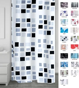 Aquamod Stones 140320 - Tenda Da Doccia in Tessuto, 180 X 200 Cm, Colore: Nero/G - Foto 1 di 12