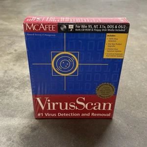 McAfee VirusScan Win95/NT/3.1x CD + 3.5” Floppy Disks New Sealed NOS Vintage - Picture 1 of 6