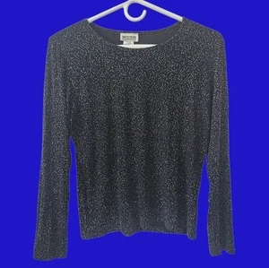 VTG Y2K Slinky Knit Top Rainbow Glitter Disco Whimsigoth Grunge Glam Size LP - Picture 1 of 10