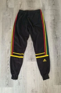 Adidas Rasta Velour Track Pants Men's Large 36" Black Tracksuit Bottoms Jamaica - Picture 1 of 7