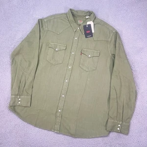 Levis Shirt Mens 2XL XXL Green Pearl Snap Denim The Western Standard NEW - Picture 1 of 9