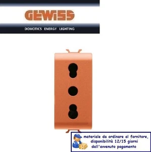 PRESA 2P+T 16A BIVALENTE ARANCIO GEWISS CHORUS GW10233 - Foto 1 di 1
