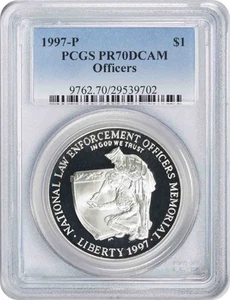 1997-P Officers Commemorative Silver Dollar PR70DCAM PCGS - Picture 1 of 2