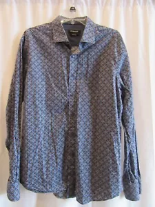 Bugatchi Uomo Shaped Fit Mens Button Front Dress Shirt Size XL Blue Long Sleeve - Picture 1 of 4