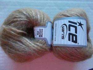 Hilos de hielo Kid Mohair Merino hilo, marrón lechoso, lote de 2 (137 yardas ea) - Imagen 1 de 2