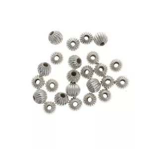 Sterling Silver Corrugated Round Beads, Fluted, SS Beads, All Sizes. Made in USA - Picture 1 of 1