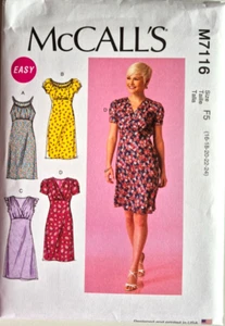 MCCALLS PATTERN 7116 DRESSES MISSES SIZES 16 18 20 22 24 UNCUT FF - Picture 1 of 2