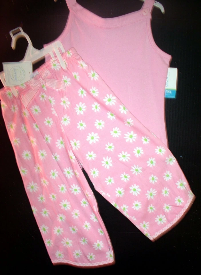 NIÑAS CHEZ AMI TALLA. JUEGO CAPRI 7 NUEVO CON ETIQUETAS 2 PIEZAS ROSA/MARGARITAS Foto 1 de 1