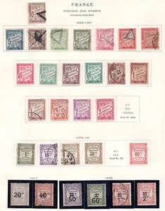 FRANCE 1893-1960 POSTAGE DUE COLLECTION OF 65 STAMPS MINT & USED - Picture 1 of 2