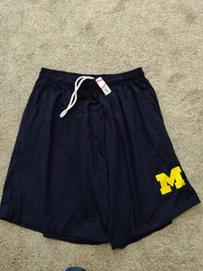 MICHIGAN WOLVERINES MENS XL Shorts J2 SPORT Navy Blue Drawstring Pockets Cotton - Picture 1 of 8