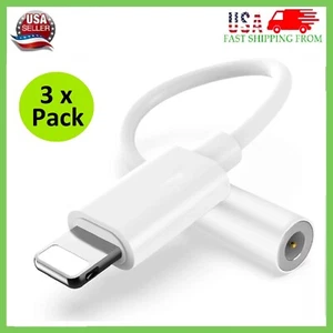 3 x For iPhone Headphone Adapter Jack 8 Pin to 3.5mm Aux Cord Dongle Converter - Picture 1 of 12