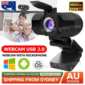 1080P Webcam Full HD USB 2.0 PC Desktop Laptop Web Camera with Microphone AU - Picture 1 of 9