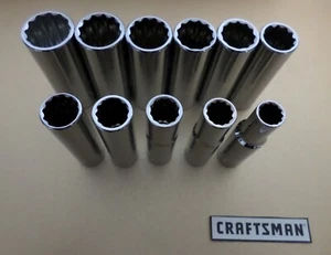 NEW Craftsman 11pc 3/8" Deep Metric 12pt Socket Set, 9-19mm, 12-Point, 10 11 12 - Picture 1 of 2