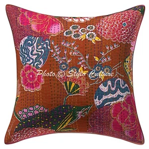 Art Decor Floor Cushion Kantha Boho Ethnic Hippie Gypsy Pillow Meditation - Picture 1 of 6