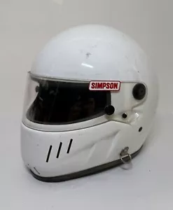 vintage simpson racing helmet 1992 Snell Certified Size 7/12 White Made In USA - Picture 1 of 13