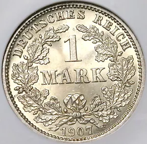 1907-J NGC MS 64 Germany 1 Mark Scarce Hamburg Silver Coin POP 2/2 (22010704C) - Picture 1 of 6