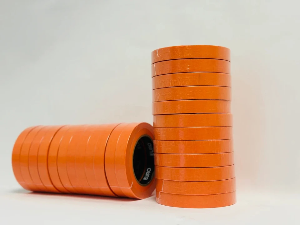 PREMIUM MASKING TAPE Orange 3/4 inch  (24 Rolls) 2 sleeves Automotive Bodyshop - Image 1 of 1